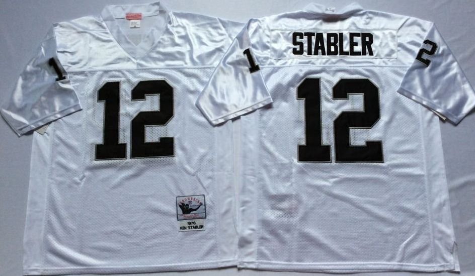 Men NFL Oakland Raiders 12 Stabler white Mitchell Ness jerseys